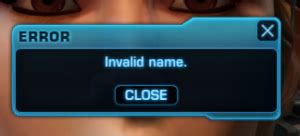 swtor invalid name|swtor name unavailable.